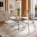 Ver imagem 1 de Kit Conjunto Mesa Redonda 4 Cadeiras Jantar Cozinha Branco - Kappesberg