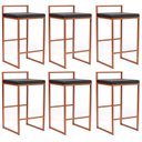 Ver imagem 1 de Banqueta Industrial Aço Cromada Bronze – Gourmet, Varanda, Living – Banqueta Moema Kit 6