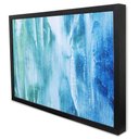 Ver imagem 1 de Quadro Decorativo Caixa Alta com Vidro Abstrato Pincelada Azul Claro TaColado Moldura Preta 90 x 60c