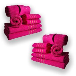 Jogo de Toalhas 12pcs - 4 Banhos 4 Rosto 4 Tapetes Rosa - 1