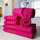 Ver imagem 3 de Jogo de Toalhas 12pcs - 4 Banhos 4 Rosto 4 Tapetes Rosa