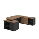 Ver imagem 2 de Conjunto 3 Peças com Mesa para Escritório Presidente, Balcão para e Armário Multiuso Alto Marrom/Nogal/Preto Artany
