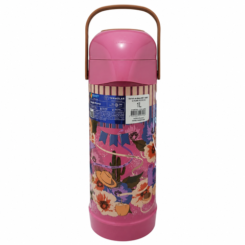 Garrafa Térmica Termolar Magic Pump 1L para Café e Chá Rosa