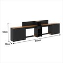 Ver imagem 3 de Conjunto de Escritório Noruega 1 Livreiro 2 Buffet e 2 Mesas 90cm - Via Nossa - Preto e Cedro