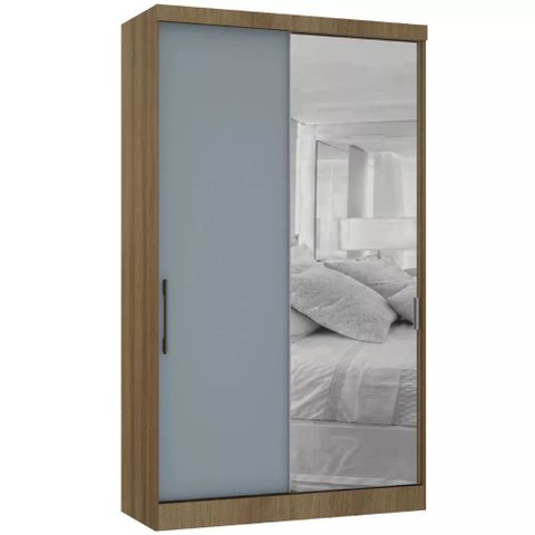 Guarda-roupa Modulado 134,5cm com Espelho 2 Portas de Correr 3 Gavetas Paris Luciane