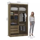 Ver imagem 2 de Guarda-roupa Modulado 134,5cm com Espelho 2 Portas de Correr 3 Gavetas Paris Luciane