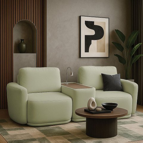 Sofá Sala Modulado 271cm com Console Usb Luminária Brumma Bouclê K01 - D'rossi