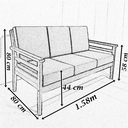 Ver imagem 3 de Conjunto Sofá 3 Lugares e Poltronas de Madeira Maciça
