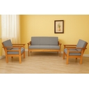 Ver imagem 1 de Conjunto Sofá 3 Lugares e Poltronas de Madeira Maciça