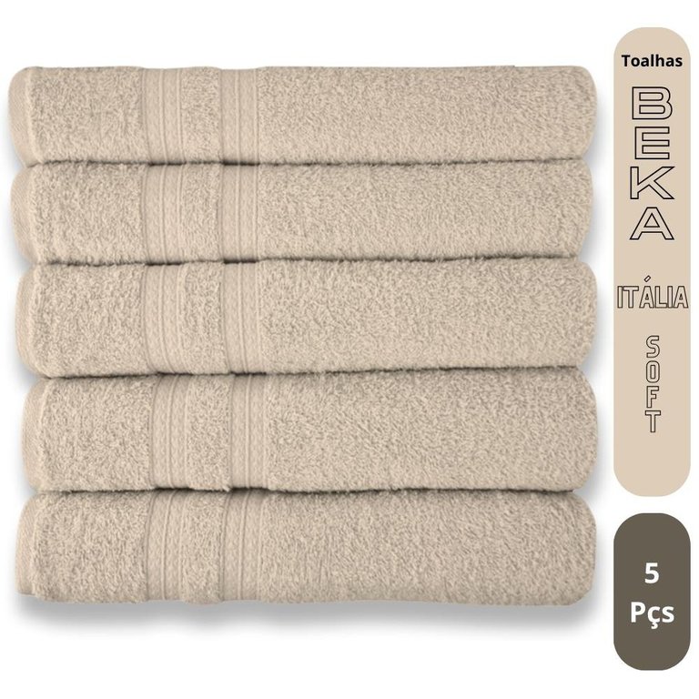 Kit 5 Toalhas Super Grossa e Felpuda 80x150cm Camurça Beka