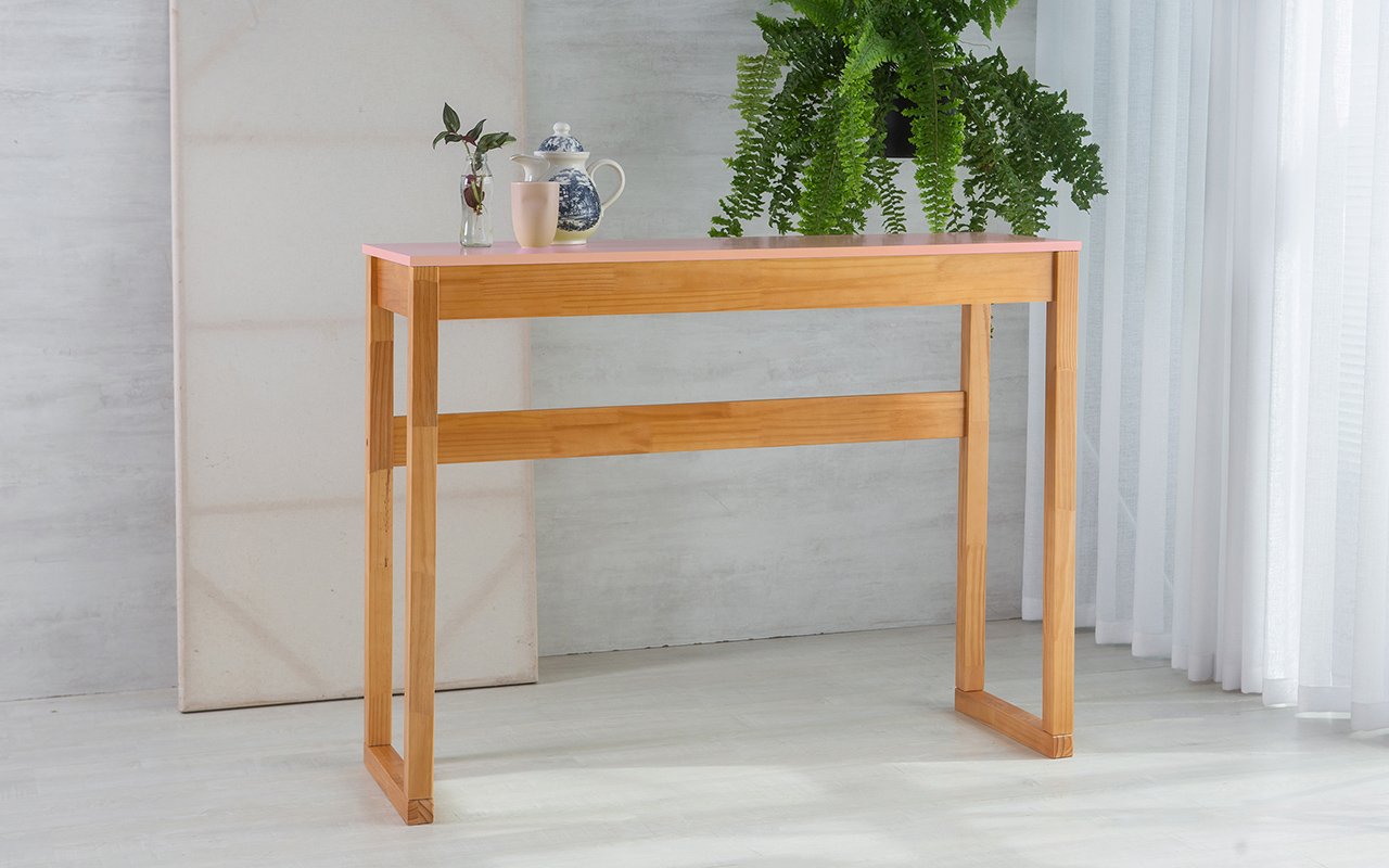 MESA DE MADEIRA TAEDA COM TAMPO MDF MACIÇO OLGA VERNIZ NÓZES E ROSA ...