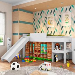 Conjunto Cama 90 E Bau Playground Meu Fofinho Art in Móveis Branco - 1