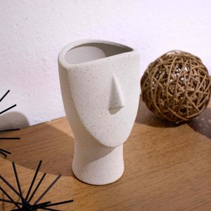 Vaso Rosto Areia Em Cerâmica 23x15cm