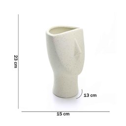 Vaso Rosto Areia Em Cerâmica 23x15cm - 5