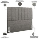 Ver imagem 4 de Cabeceira Cama Box Casal 140 Cm Dália W01 Linho Mescla Chumbo - Lyam Decor