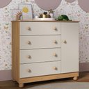 Ver imagem 1 de Cômoda Infantil 95cm 1 Porta e 4 Gavetas Allegra Multimóveis Mp4444 Madeirado/off White
