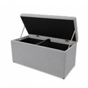 Ver imagem 3 de Kit Cabeceira e Calçadeira Baú Casal Mallu Madeira Maciça Veludo Cinza 140cm Click Home