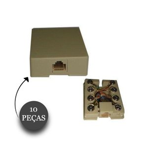 Kit 10 Unidades Caixas Sobrepor Tomada Rj45 Fêmea 8x8 Gc