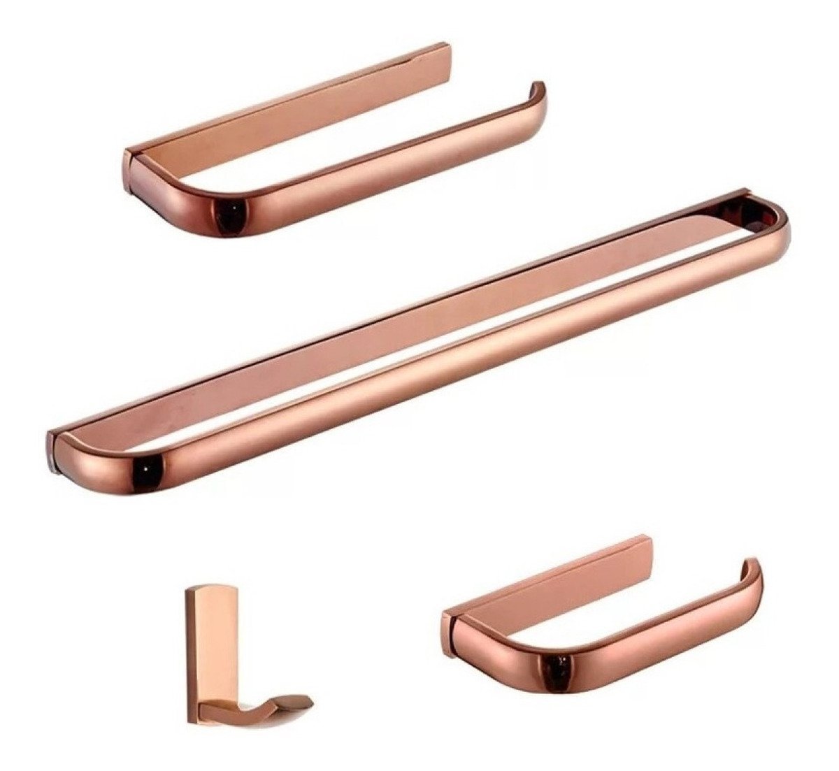 Kit Banheiro 4 Peças Rose Gold Moderno Conjunto Acessórios