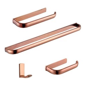Kit Banheiro 4 Peças Rose Gold Moderno Conjunto Acessórios