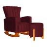 Kit Poltrona Balanço Melinda e Puff Jade Suede Bordo - Fm - 1