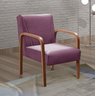 Conjunto 2 Poltronas Anita Cadeira Decorativa Braço Madeira Sala Recepção Escritório - Veludo Roxo - 3