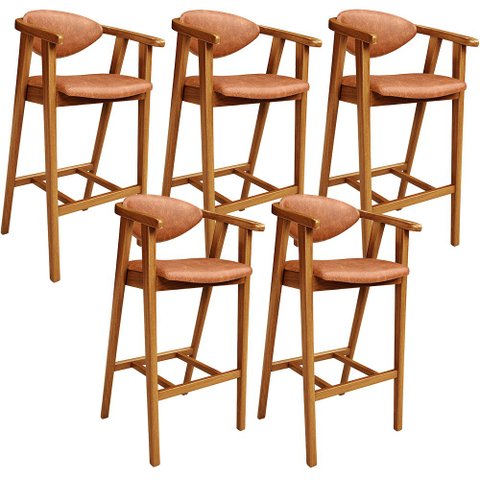 Kit 05 Banquetas Alta Cozinha Bancada Bar Sala de Jantar Fixa Cecília L02 Couríssimo Camel - Lyam De