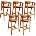 Ver imagem 1 de Kit 05 Banquetas Alta Cozinha Bancada Bar Sala de Jantar Fixa Cecília L02 Couríssimo Camel - Lyam De