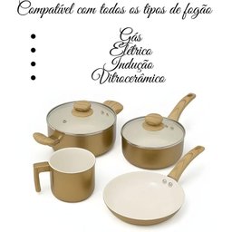 Jogo de Panelas Gold com Revestimento Cerâmico - 4 Peças - 5