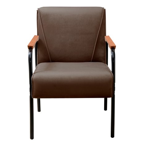 Poltrona Jade Cadeira Moderna Decoração Sala, Recepção - Veludo Marrom