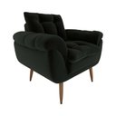Ver imagem 1 de Poltrona Decorativa Confortável Pés em Madeira Maciça Xangai Veludo Preto Matrix