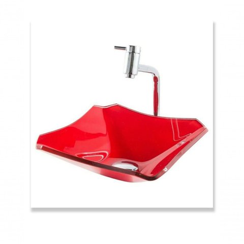 Cuba Chanfrada de Vidro 33 Vermelho para Banheiro