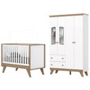 Ver imagem 1 de Jogo de Quarto Infantil Confete Guarda Roupa e Berço Branco/jequitiba - Henn