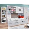 Quarto Infantil Chiara Guarda Roupa e Aéreo 2 Portas com Cama e Auxiliar e Livreiro Branco - Phoenix - 1
