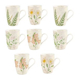 Conjunto 8 Canecas Chá Cerâmica 320ml Lovely Garden