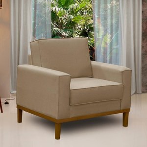 Poltrona Decorativa Living com Base Lavinia Linho Adonai Estofados