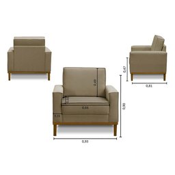 Poltrona Decorativa Living com Base Lavinia Linho Adonai Estofados - 2