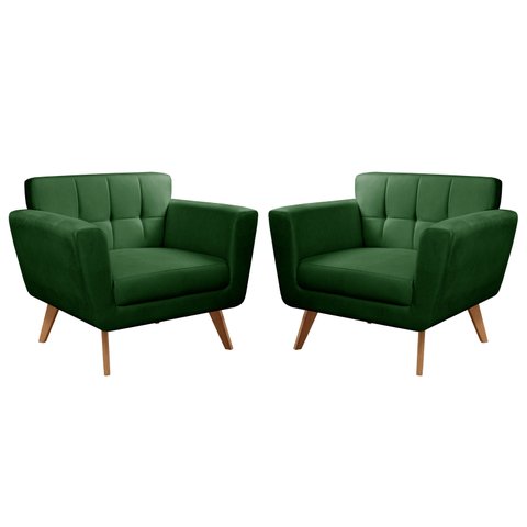 Conjunto 2 Poltronas Bruna Estilo Living Moderna Decoração Sala Recepção