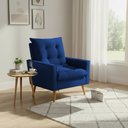 Ver imagem 1 de Poltrona Sala 92cm Conforto Design Charmoso e Acabamento que Valoriza o Ambiente Azul Ester