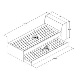 Cama Solteiro Bicama Estante com kit luz Ditália BB-28-29 cor:branco - 6