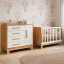 Ver mais imagens de Kit Quarto de Bebê Q Encanto Slim com Berço Mini Cama Cômoda Sapateira e Colchão D18 130x70 Movellu