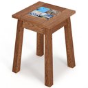 Ver imagem 1 de Banqueta Baixa de Madeira Maciça Pinus Rustica com Cerâmica Vintage W02 Imbuia - Lyam Decor