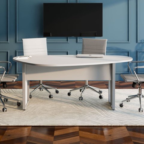 Mesa Orgânica 1,83m x 1,00m para Reunião com Pés em Metal F5 Office Cinza