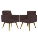 Ver imagem 1 de kit com 2 poltrona decorativa talita  cor marrom