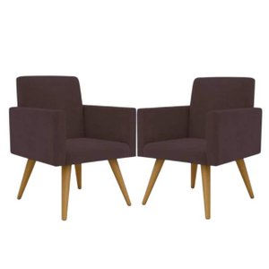 kit com 2 poltrona decorativa talita  cor marrom