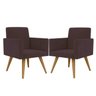 kit com 2 poltrona decorativa talita  cor marrom - 1