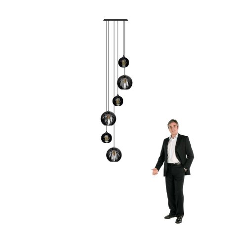 Lustre Pendente para Sala Pé Direito Alto 5m Mbm - Preto