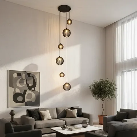 Lustre Pendente para Sala Pé Direito Alto 5m Mbm - Preto