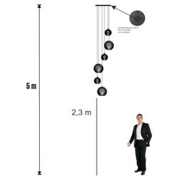 Lustre Pendente para Sala Pé Direito Alto 5m Mbm - Preto - 4