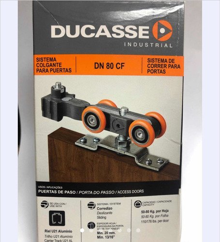 2 Kits Sistema Deslizante Roldana Para Portas Dn80 Cf Ducas - 2